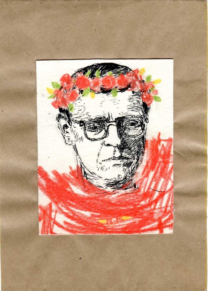 Karykatura Zbigniewa Nienackiego w zbiorach Muzeum Warmii i Mazur w Olsztynie