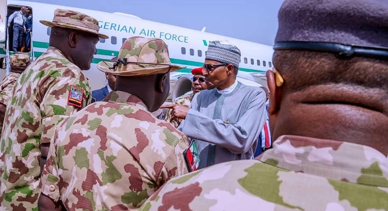 Auno attack: Buhari visits Maiduguri to condole with government, victims. [Twitter/@BashirAhmaad]