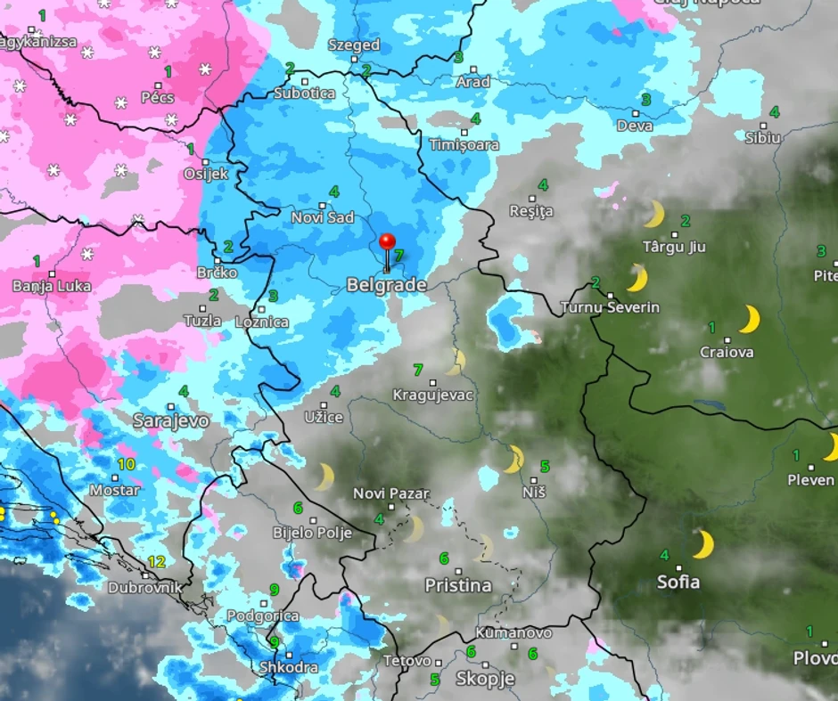 Oblaci nad Srbijom u 18 sati