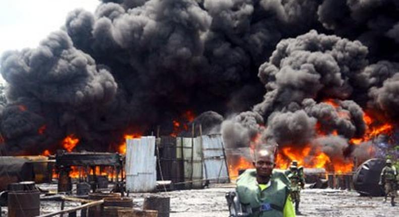 Troops destroys illegal refinery as crude oil thieves flee in Delta