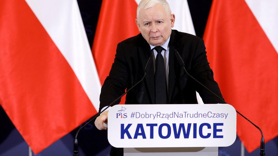 Jarosław Kaczyński podczas wizyty w Katowicach