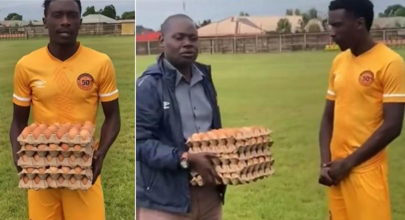 Un joueur zambien reçoit 5 caisses d'œufs pour le prix de l'homme du match.