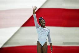 Simone Biles podczas mistrzostw świata w gimnastyce sportowej, Stuttgart, październik 2019 r.