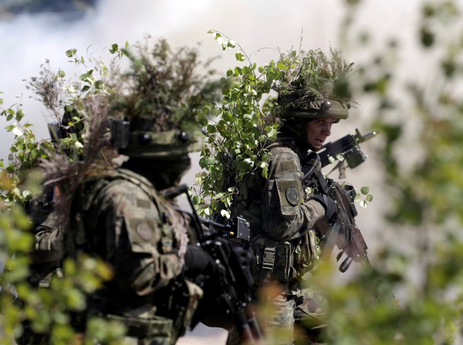 Polish soldiers during the "Saber Strike" NATO military exercise in Adazi, Latvia, June 13, 2016.