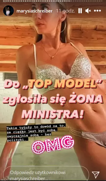 Do komentarzy odniosła się poprzez InstaStories / screen pochodzący z Instagrama Marianny Schreiber @marysiaschreiber 