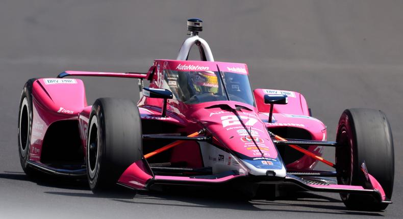 Kyle Kirkwood drives the pink Andretti Autosport Honda during practice at Carb Day for the 107th Indianapolis 500 at Indianapolis Motor Speedway on May 26, 2023.Justin Casterline/Getty Images