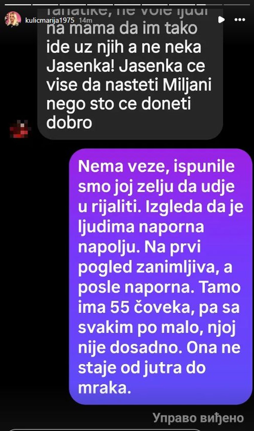Marija Kulić o Jasenki iz Elite 10: Miljana i ja sumnjamo da je gej, naporna je