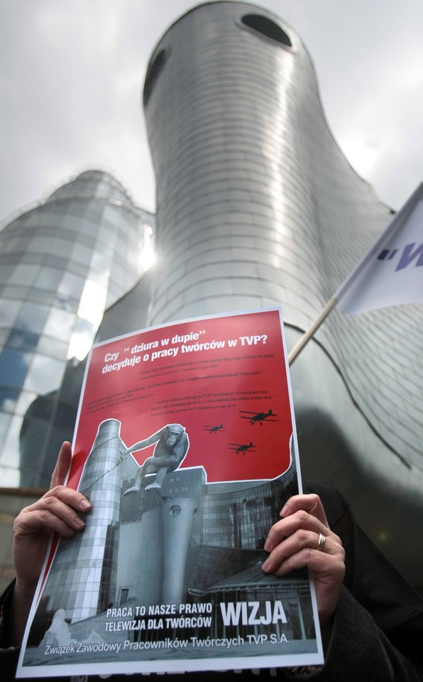 WARSZAWA PROTEST ZWIĄZKI ZAWODOWE TELEWIZJA