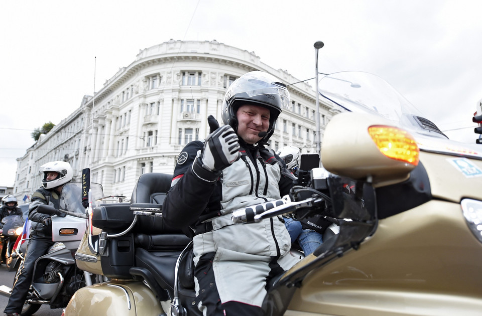 AUSTRIA NIGHT WOLVES RIDE (Members of the Night Wolves visit the Russian monument in Vienna)