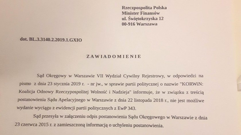 Ministerstwo zablokowało subwencję