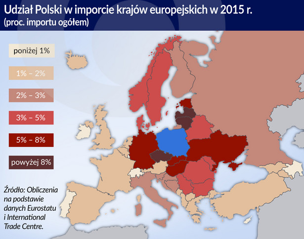 Udział Polski w imporcie krajów europejskich