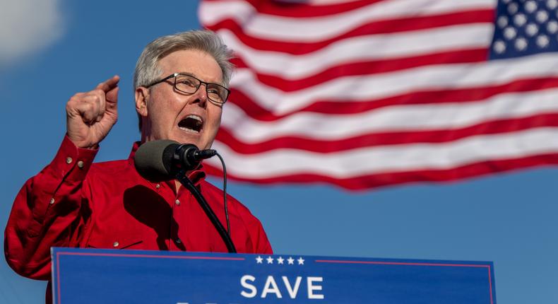 Lieutenant Governor of Texas Dan Patrick speaks at a 'Save America' rally on October 22, 2022 in Robstown, Texas.Brandon Bell/Getty Images