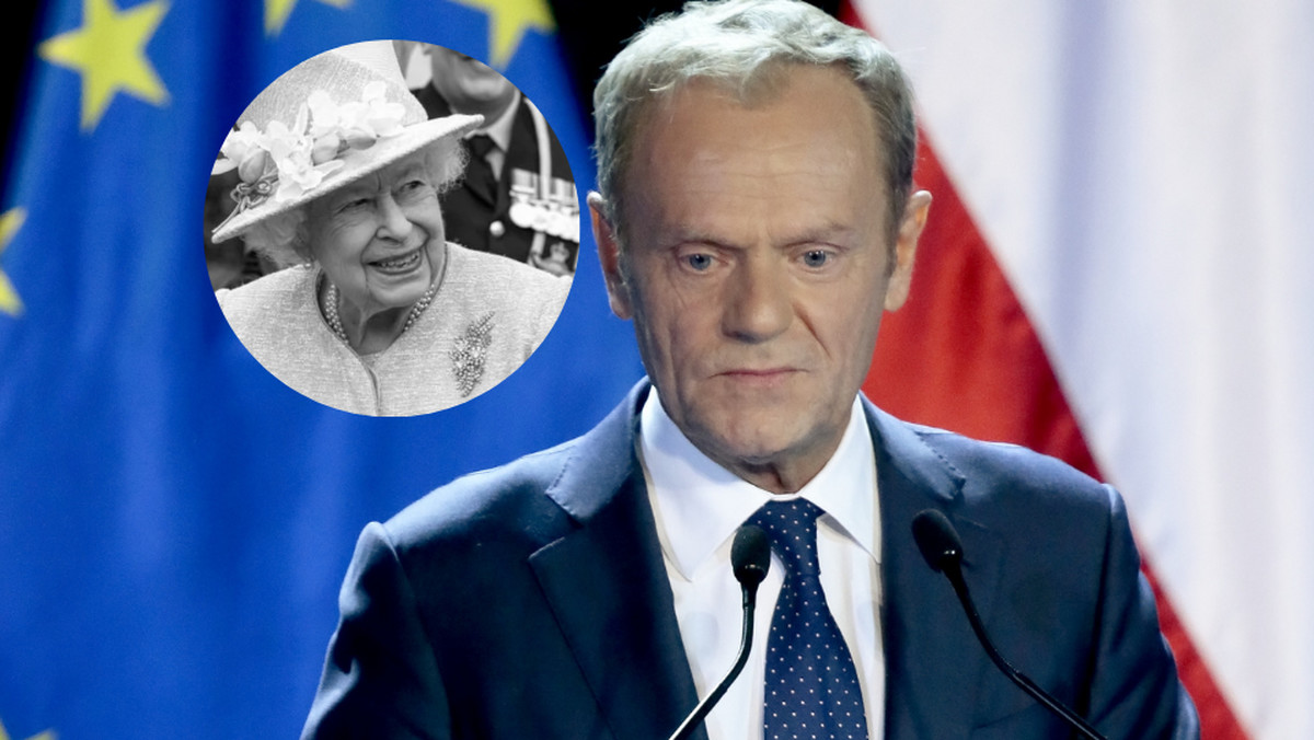 Donald Tusk żegna królową w j. angielskim. "Odważna kobieta"