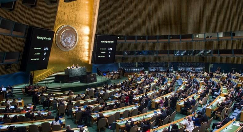 Four of the five UN Security Council nuclear powers -- Britain, France, Russia and the United States -- voted against the resolution to launch negotiations on a new treaty banning nuclear weapons while China abstained, as did India and Pakistan