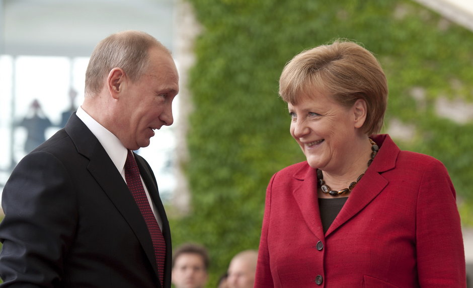 Była kanclerz Niemiec Angela Merkel i Prezydent Rosji na szczycie G20 w Hamburgu, 07 lipca 2017 r.