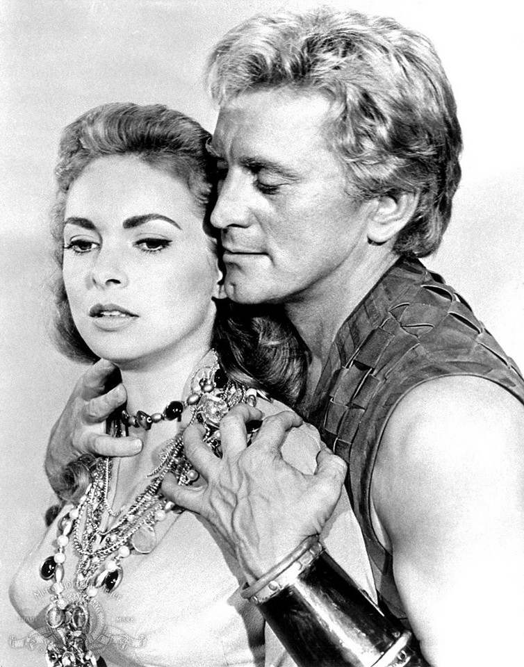 Janet Leigh jako Morgana i Kirk Douglas jako Einar w filmie "Wikingowie" (1958)