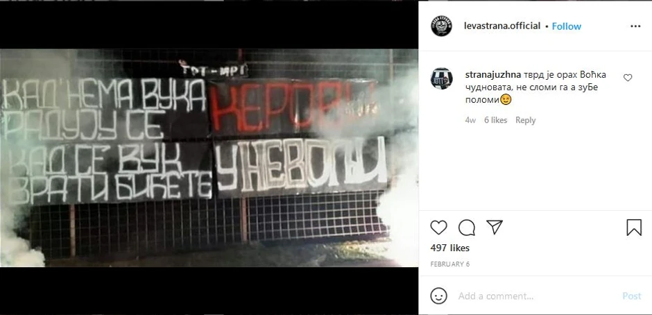 Navijači pružaju podršku uhapšenom Velji Nevolji i Marku Miljkoviću Maretu