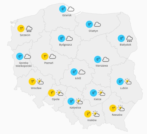 Prognoza maksymalnej temperatury w piątek 7 stycznia