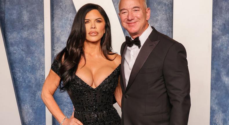 Lauren Sanchez and Jeff Bezos attend the 2023 Vanity Fair Oscars party.John Shearer/Getty Images