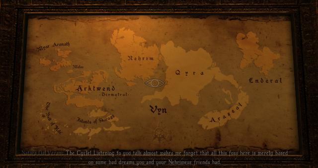 Enderal po prawej, na środku Nehrim, czyli kraina, w której rozgrywała się akcja poprzedniej gry Sure A.I. opartej na silniku TES IV: Oblivion
