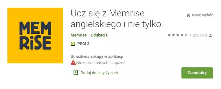 Aplikacja do nauki angielskiego &quot;Memrise&quot;