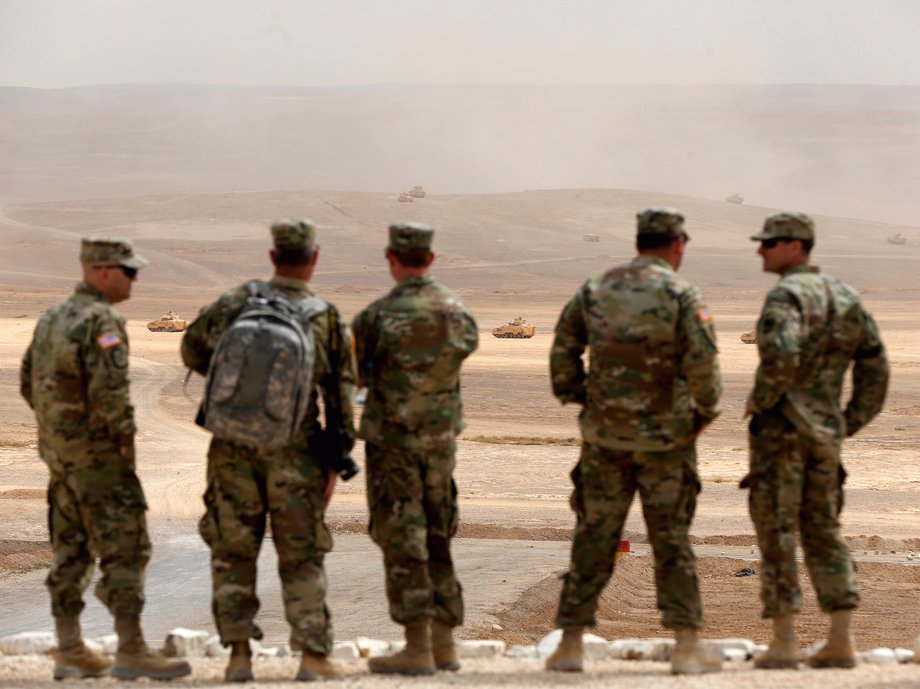 US soldiers take part in Exercise Eager Lion at one of the Jordanian military bases in Zarqa, east of Amman, Jordan, May 24, 2016.