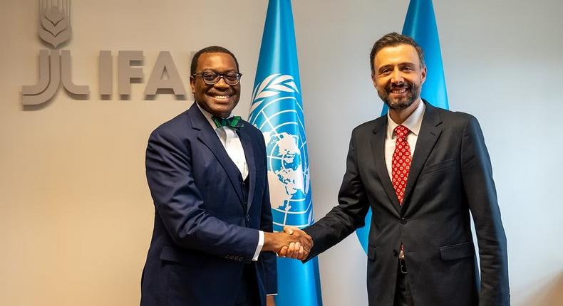 Le président de la BAD, Akinwumi Adesina (à gauche) et le directeur général de la FAO, Qu Dongyu. Photo - BAD