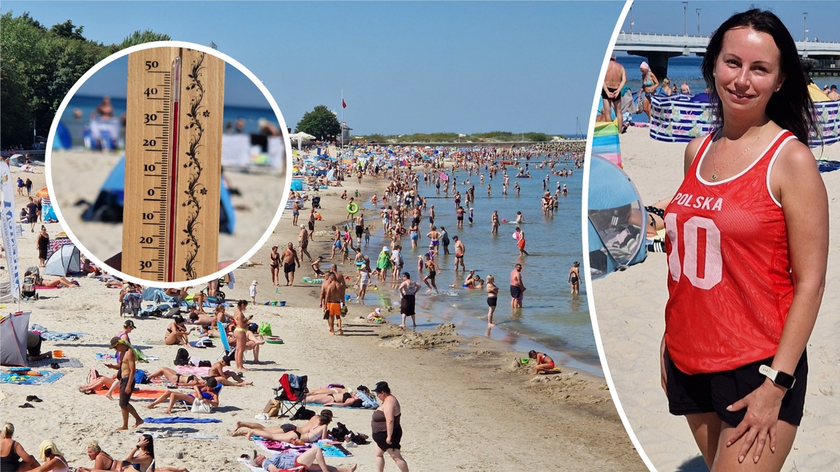 Kołobrzeg jak Chorwacja. Termometry pokazują 39 stopni. Na plaży tłumy