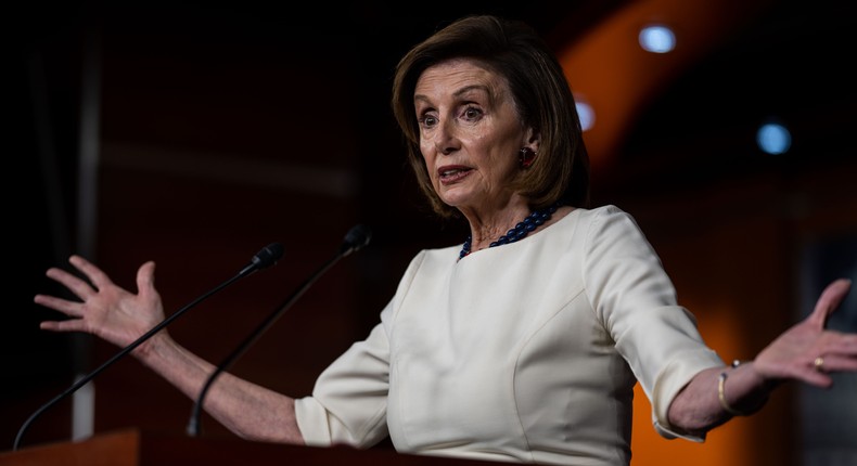 Speaker of the House Nancy Pelosi, a Democrat from California, takes questions from reporters at her weekly news conference on Capitol Hill on Thursday, Nov. 4, 2021.