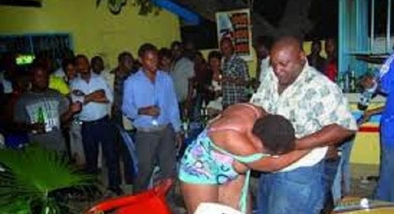 Prostitutes beating their customer