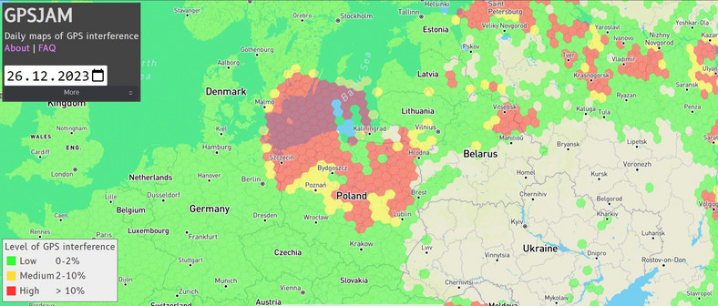 Zakłócenia sygnału GPS nad Polską