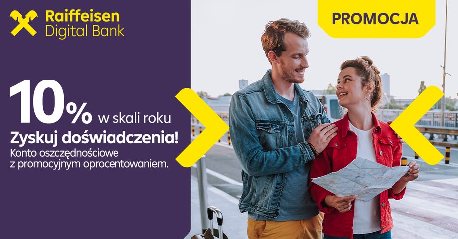 Konto oszczędnościowe w Raiffeisen Digital Bank teraz oprocentowane 10% w skali roku.