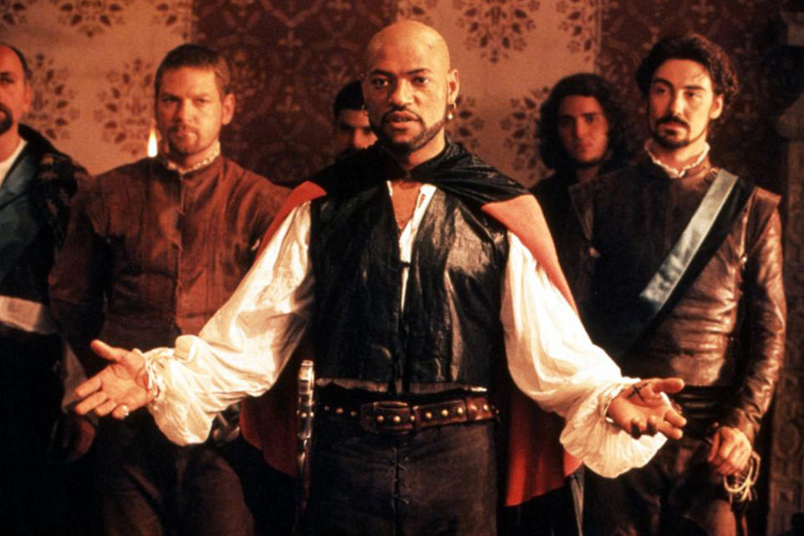 Laurence Fishburne jako Otello w filmie "Otello" (1995). Na zdjęciu także Kenneth Branagh i Nathaniel Parker