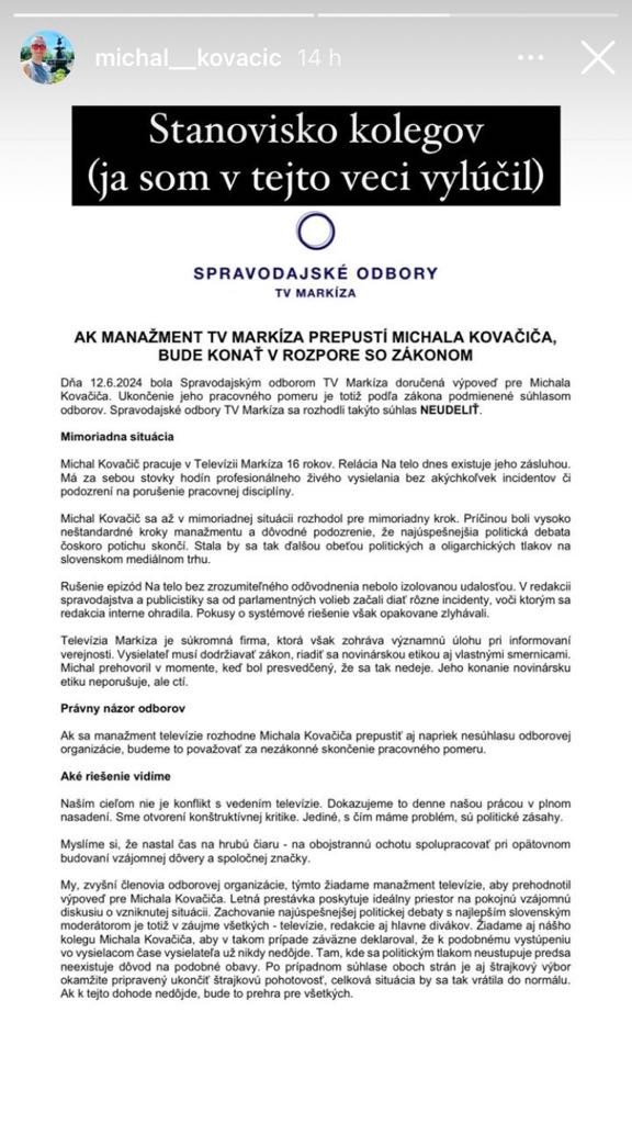 Stanovisko Spravodajských odborov.