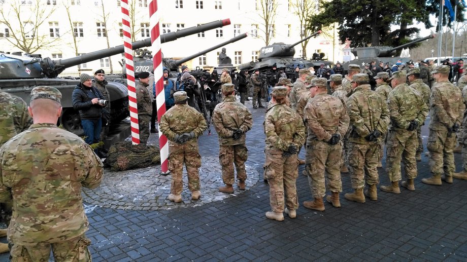 US soldiers arrive in Zagan, Poland, as part of NATO deployment, January 12, 2017.