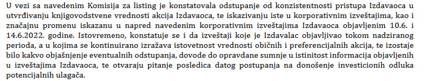 Beogradska berza u privremenom Rešenju o obustavi trgovanja akcijama NLB Komercijalne banke