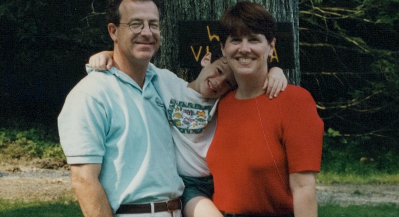 The author, right, and her husband lost their son to addiction.Courtesy of Patricia A. Roos