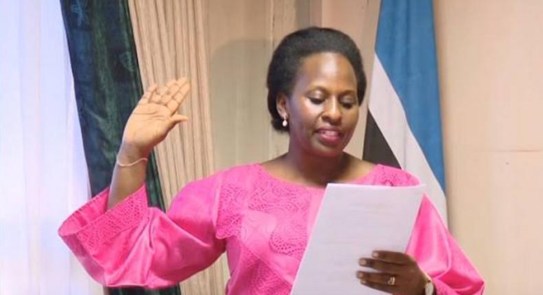 Committee Chairperson, Kezaabu, taking oath