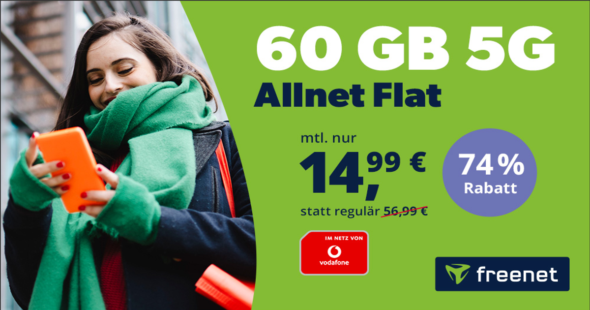 En iyi fiyata 60 GB & 5G: Vodafone ağında 15 Euro için tarife