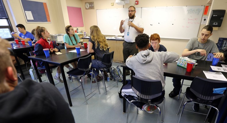 high school science classroom