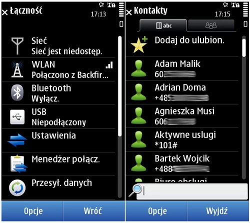 Książka telefoniczna jest prosta, ustawienia dość skomplikowane. Nokia N8 nie jest specjalnie przyjazna dla użytkownika, chyba że miał już do czynienia z Symbian OS