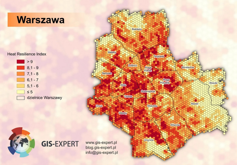 W Warszawie średnia wartość HRI wynosi 6,9