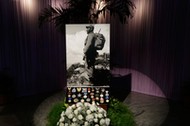 A photograph of Cuba's late President Fidel Castro stands in tribute to him in Havana