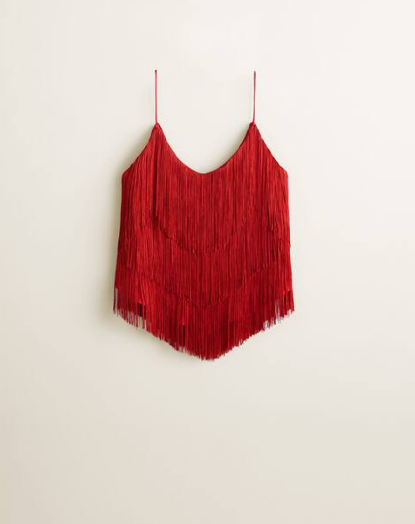 Fransen-Top mit V-Ausschnitt von Mango für rund 80 Franken.