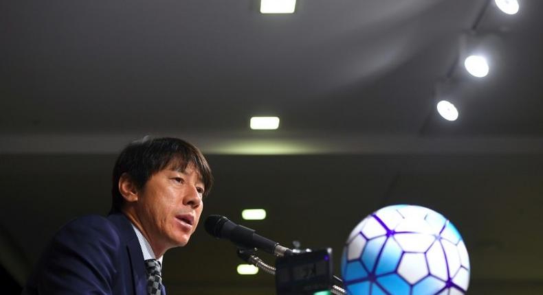 South Korea's new national football team coach Shin Tae-Yong speaks during a press conference at the Korea Football Association in Seoul, on July 6, 2017