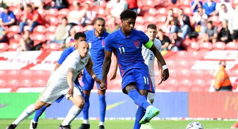 No fear: Marcus Rashford said England would relish a last-16 Euro 2020 clash with France or Portugal Creator: Paul ELLIS