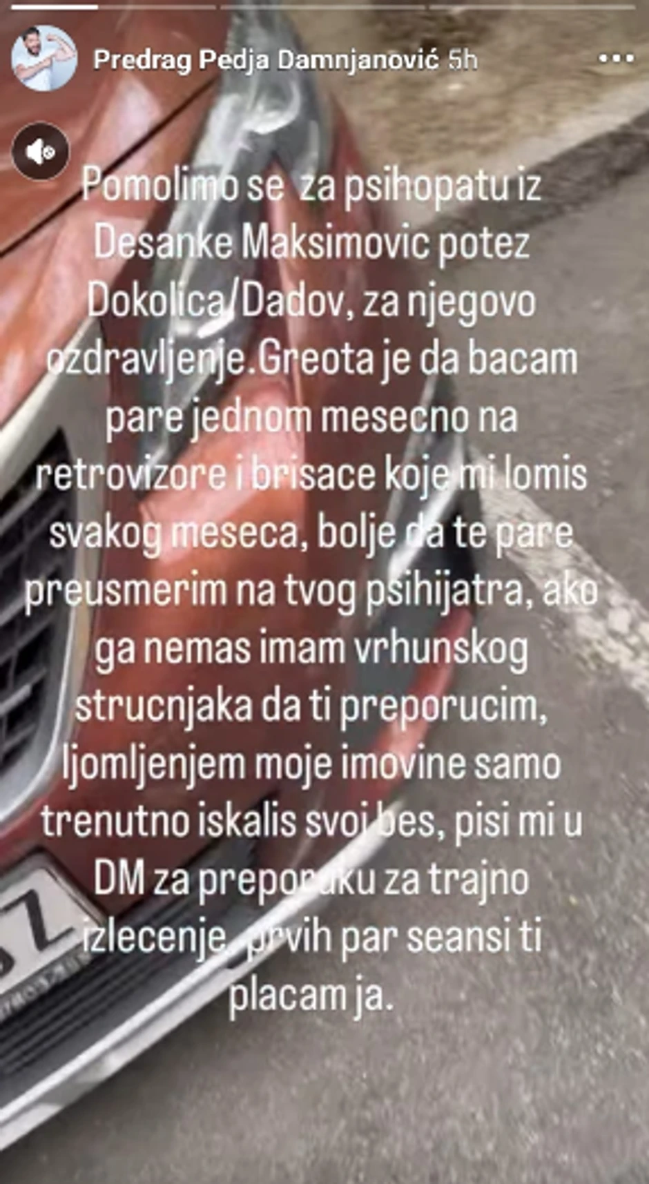 Objava Peđe Damnjanovića
