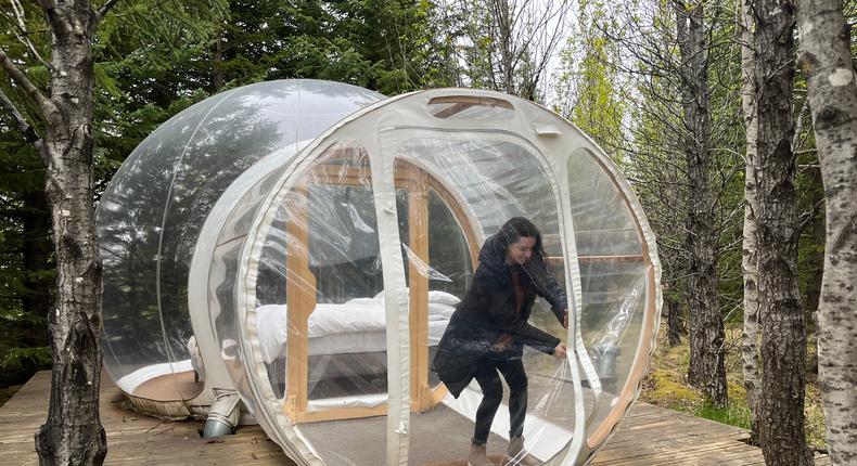 The bubble structure featured an entryway that led into the bubble itself.