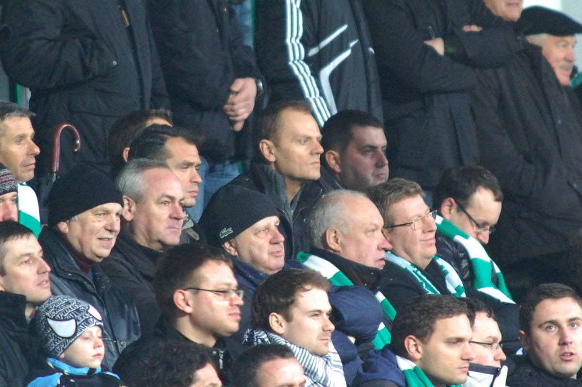 Donald Tusk i Ryszard Milewski na meczu Lechii Gdańsk