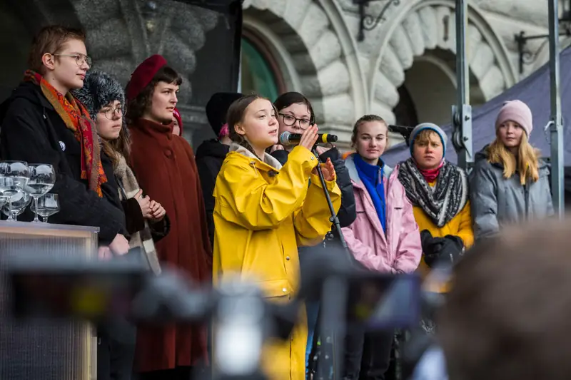 Greta Thunberg na Młodzieżowym Strajku Klimatycznym w Sztokholmie